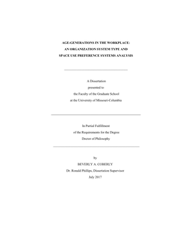 Age-Generations in the Workplace: an Organization System Type and Space Use Preference Systems Analysis