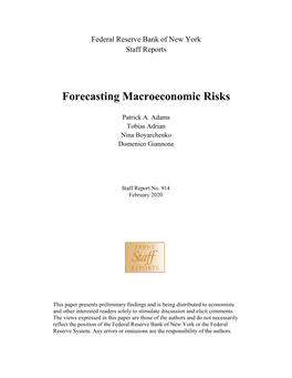 Forecasting Macroeconomic Risks