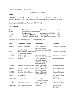 Curriculum Vitae: Sandeep Kumar Agrawal