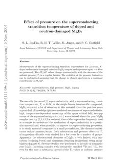 Effect of Pressure on the Superconducting Transition