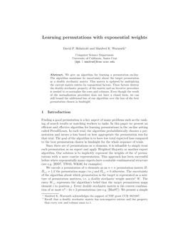 Learning Permutations with Exponential Weights