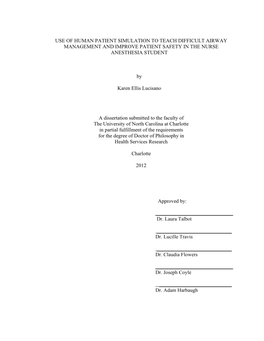 Use of Human Patient Simulation to Teach Difficult Airway Management and Improve Patient Safety in the Nurse Anesthesia Student