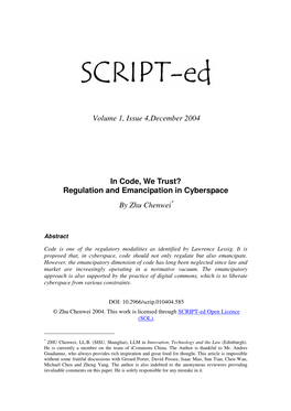 Regulation and Emancipation in Cyberspace by Zhu Chenwei *