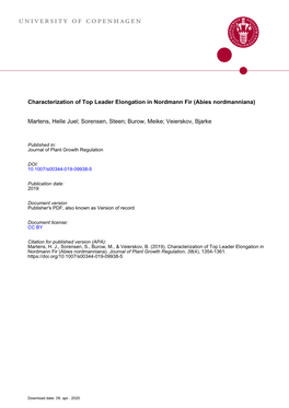 Characterization of Top Leader Elongation in Nordmann Fir (Abies Nordmanniana)