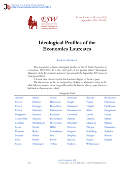 Ideological Profiles of the Economics Laureates · Econ Journal Watch