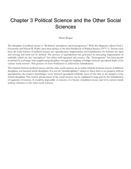 Chapter 3 Political Science and the Other Social Sciences