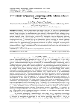 Irreversibility in Quantum Computing and the Relation to Space-Time Crystals Computational States