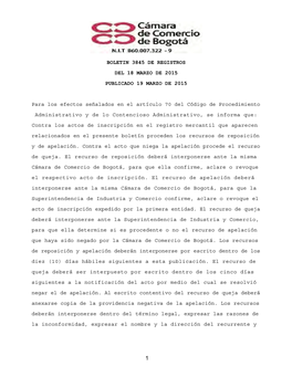 Boletin 3845 De Registros Del 18 Marzo De 2015 Publicado 19 Marzo De 2015