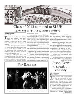 Class of 2013 Admitted to SLUH 290 Receive Acceptance Letters Jason