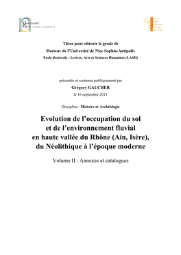 (Ain, Isère), Du Néolithique À L’Époque Moderne