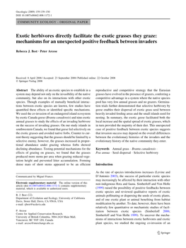 Exotic Herbivores Directly Facilitate the Exotic Grasses They Graze: Mechanisms for an Unexpected Positive Feedback Between Invaders