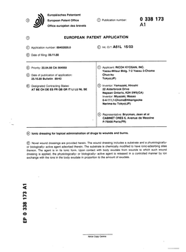 Ionic Dressing for Topical Administration of Drugs to Wounds and Burns