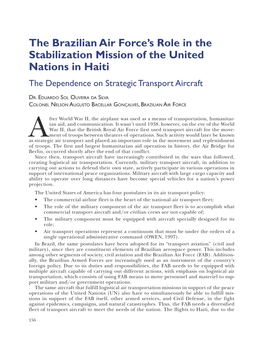 The Brazilian Air Force's Role in the Stabilization Mission of the United