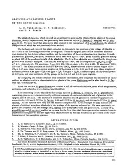 Glaucine-Containing Plants of the Genus Glaucium