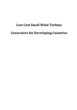 Low Cost Small Wind Turbine Generators for Developing Countries