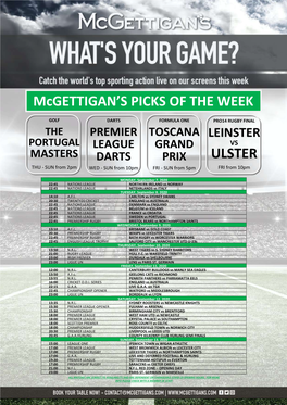 Mcgettigan's PICKS of the WEEK ULSTER