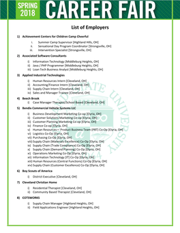 List of Employers