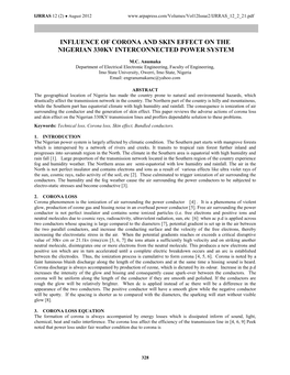 Influence of Corona and Skin Effect on the Nigerian 330Kv Interconnected Power System