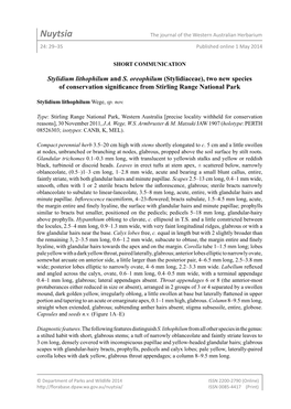 Nuytsia the Journal of the Western Australian Herbarium 24: 29–35 Published Online 1 May 2014