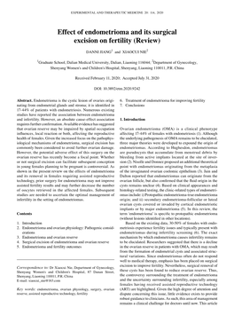 Effect of Endometrioma and Its Surgical Excision on Fertility (Review)