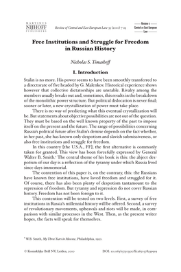 Free Institutions and Struggle for Freedom in Russian History