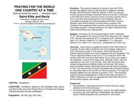 Saint Kitts and Nevis in the 2009-2013 Period, and the Economy Returned to Growth Only in Information Compiled by Kim Latch 2014