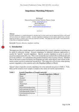 Impedance Matching Polymers