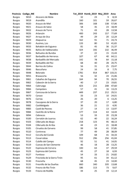 Povincia Codigo INE Nombre Tot 2019 Homb 2019 Muj 2019