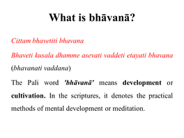 What Is Bhāvanā?