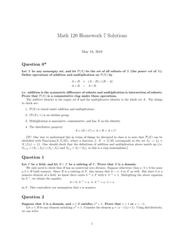 Math 120 Homework 7 Solutions