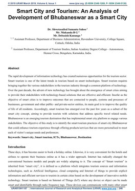 An Analysis of Development of Bhubaneswar As a Smart City