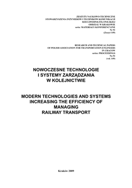 Nowoczesne Technologie I Systemy Zarządzania W Kolejnictwie