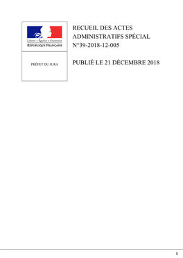 Recueil Des Actes Administratifs Spécial N°39-2018-12-005