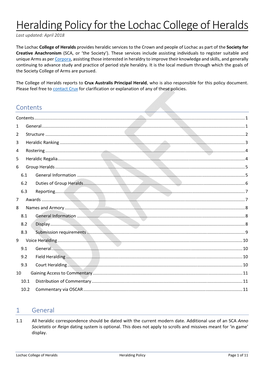 Heralding Policy for the Lochac College of Heralds Last Updated: April 2018