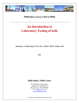 An Introduction to Laboratory Testing of Soils