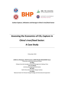 Assessing the Economics of CO2 Capture in China's Iron/Steel Sector