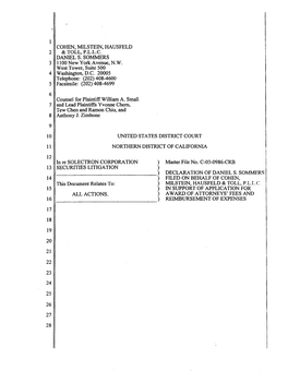 Solectron Corporation Securities Litigation 03-CV-00986-Declaration