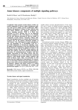 Janus Kinases: Components of Multiple Signaling Pathways