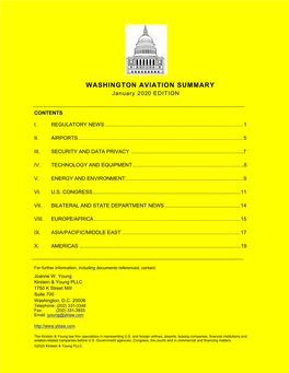 WASHINGTON AVIATION SUMMARY January 2020 EDITION