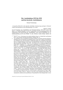 Der Autobahnbau 1933 Bis 1939 Und Das Hessische Autobahnnetz