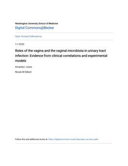 Roles of the Vagina and the Vaginal Microbiota in Urinary Tract Infection: Evidence from Clinical Correlations and Experimental Models