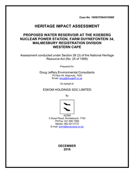 Archaeological Impact Assessment