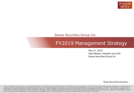 FY2019 Management Strategy