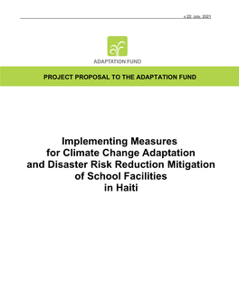 Implementing Measures for Climate Change Adaptation and Disaster Risk Reduction Mitigation of School Facilities in Haiti