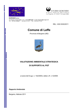 Comune Di Leffe Provincia Di Bergamo (BG)