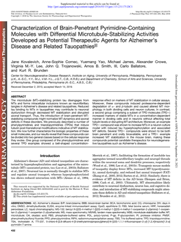 Characterization of Brain-Penetrant Pyrimidine-Containing Molecules