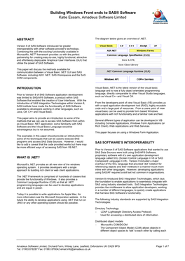 Building Windows Front Ends to SAS Software