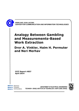Analogy Between Gambling and Measurements-Based Work Extraction