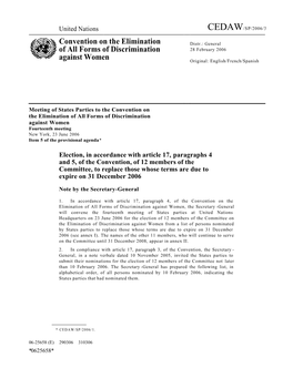 Convention on the Elimination of All Forms of Discrimination Against Women Fourteenth Meeting New York, 23 June 2006 Item 5 of the Provisional Agenda*