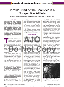 Terrible Triad of the Shoulder in a Competitive Athlete Adam G